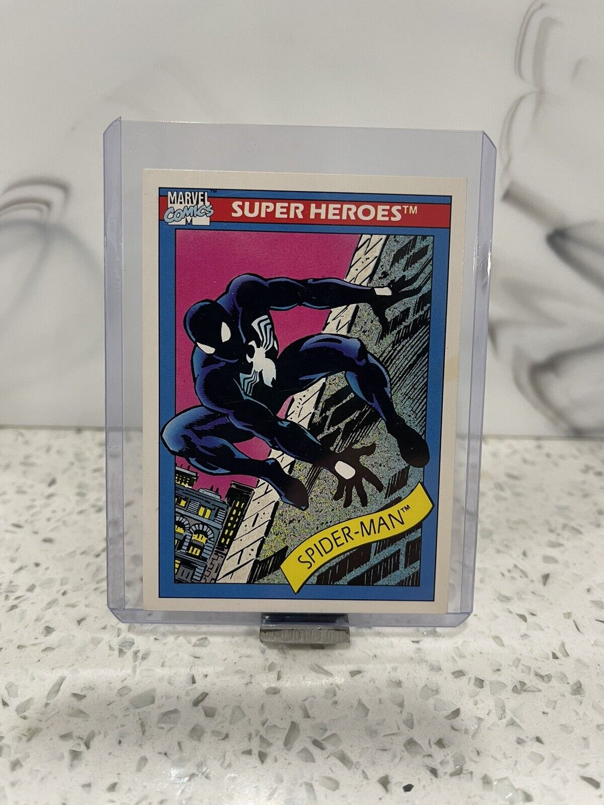 1990 Marvel Universe Super Heroes Series 1 Impel #2 Spider-Man Black Suit Card