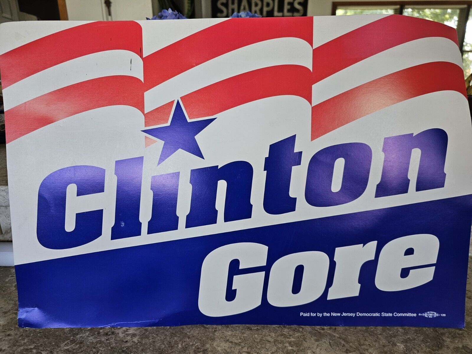 Vintage 1992 Original Bill Clinton Al Gore Presidential Poster Sign 17\