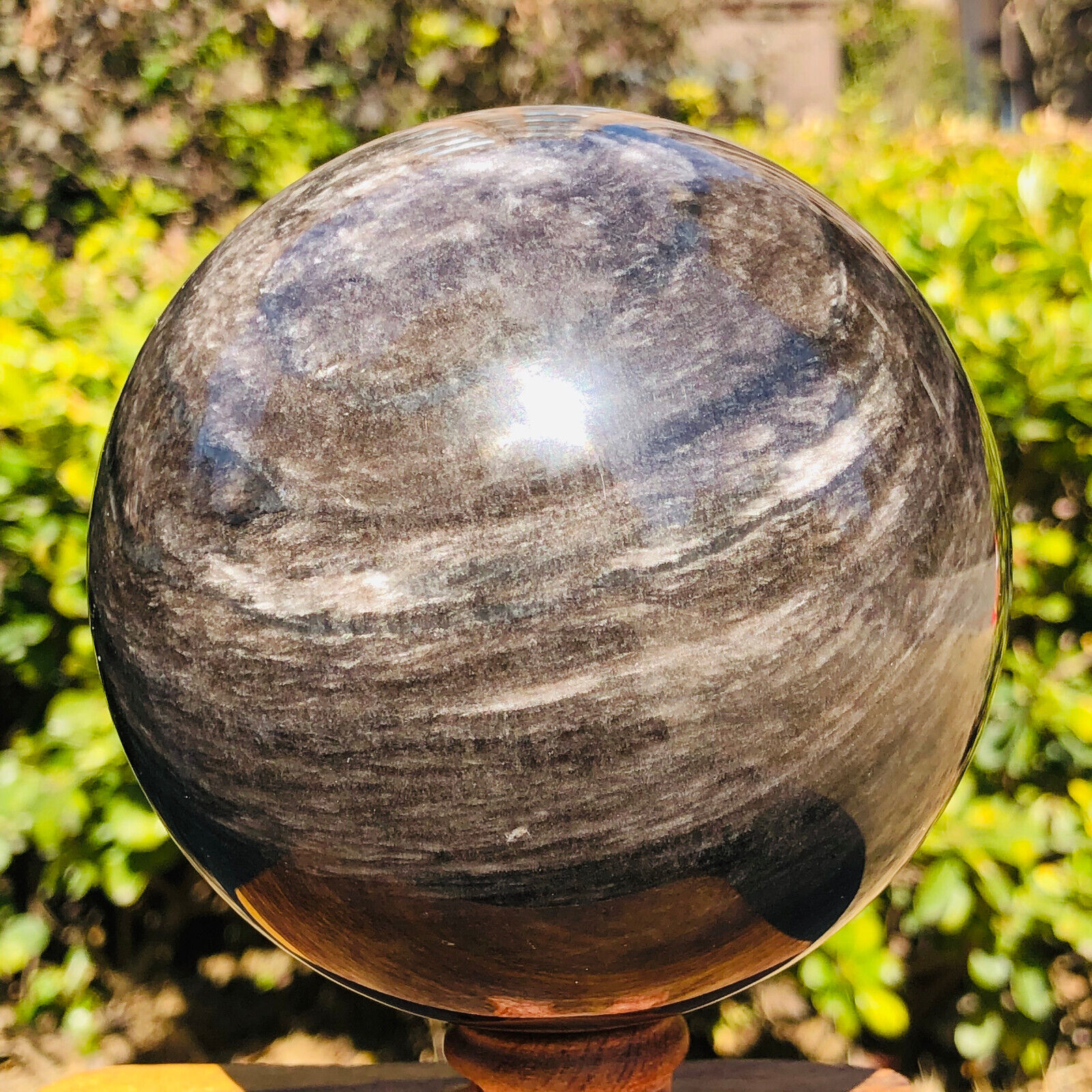 4.55LB Natural Silver Obsidian Sphere Crystal quartz Ball Healing