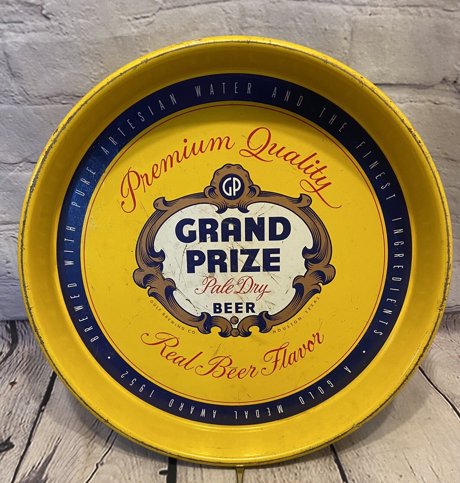 Vintage Grand Prize Beer Tray Gulf Brewing Co Houston Texas 13”