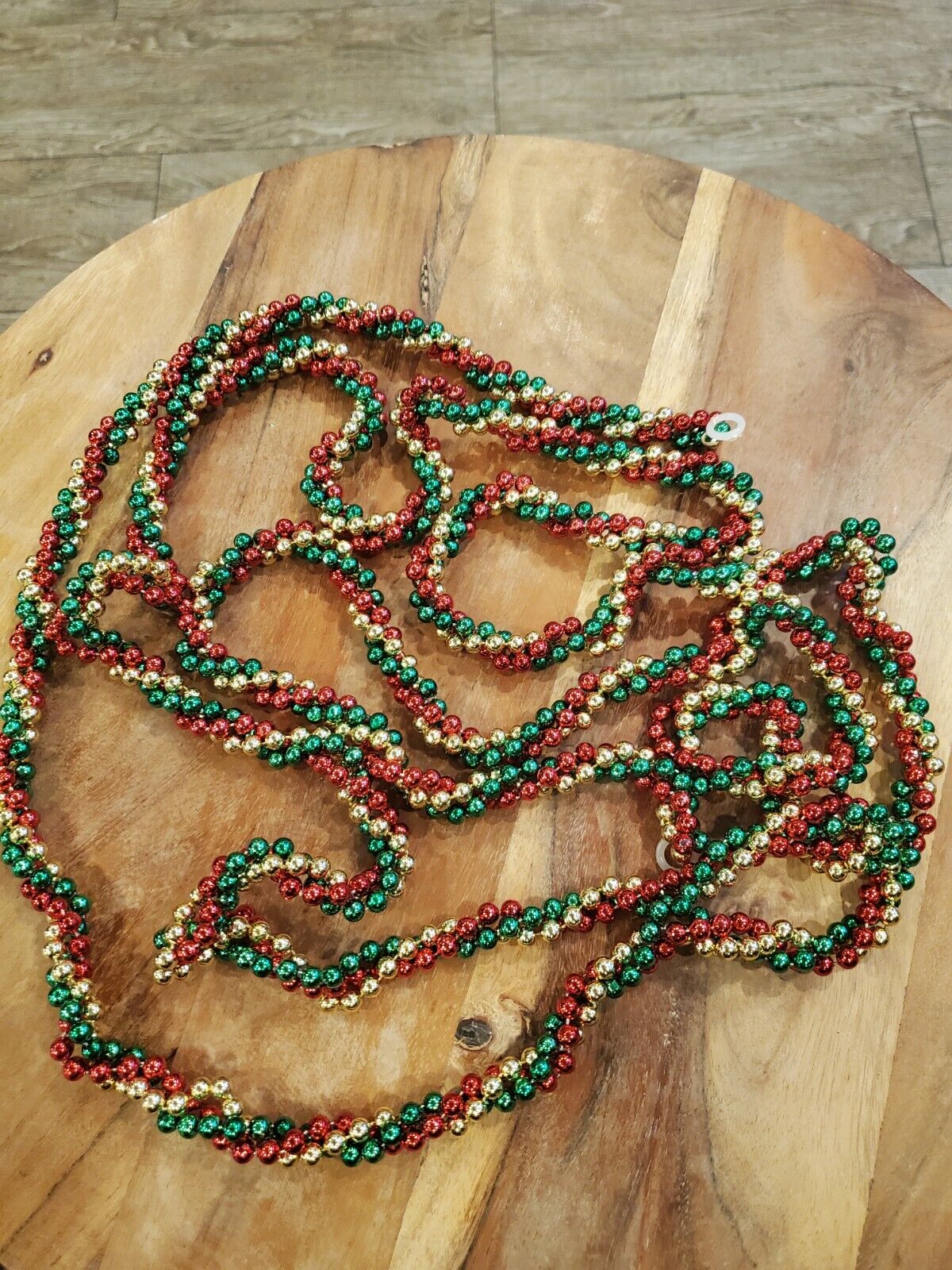 Vintage String of Plastic Christmas Bead Garland 8\'L Twisted Strand