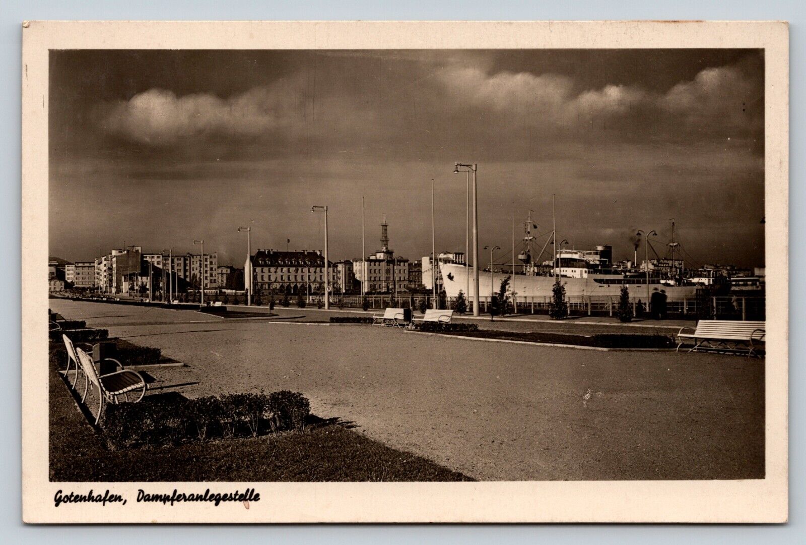RPPC Gdynia Poland Gotenhafen Steamboat Pier VINTAGE Postcard