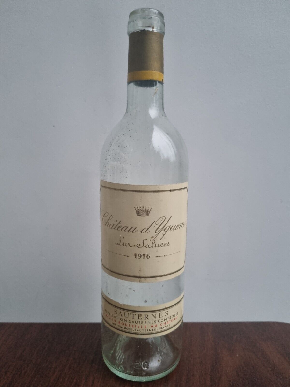 Chateau D’YQUEM SAUTERNS, 1976, EXTREMELY RARE EMPTY BOTTLE 