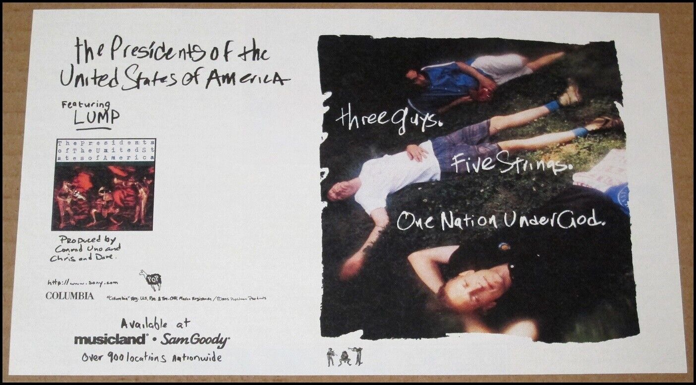 1995 The Presidents of the United States of America Print Ad Album Clipping PUSA