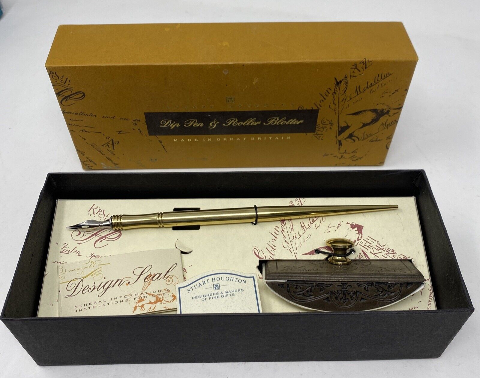 Vintage Stuart Houghton dip pen & blotter set in box