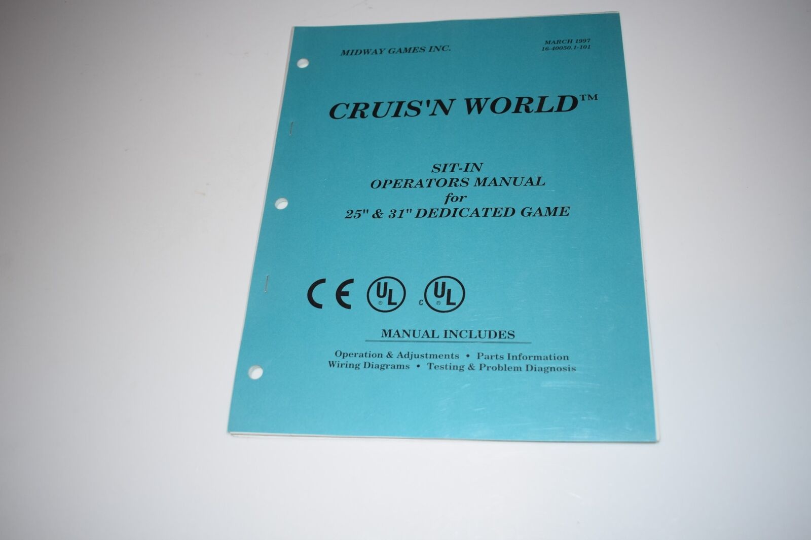 MIDWAY GAMES CRUIS'N WORLD OPERATOR'S MANUAL MARCH 1997 16-40050.1-101 (BOOK779)
