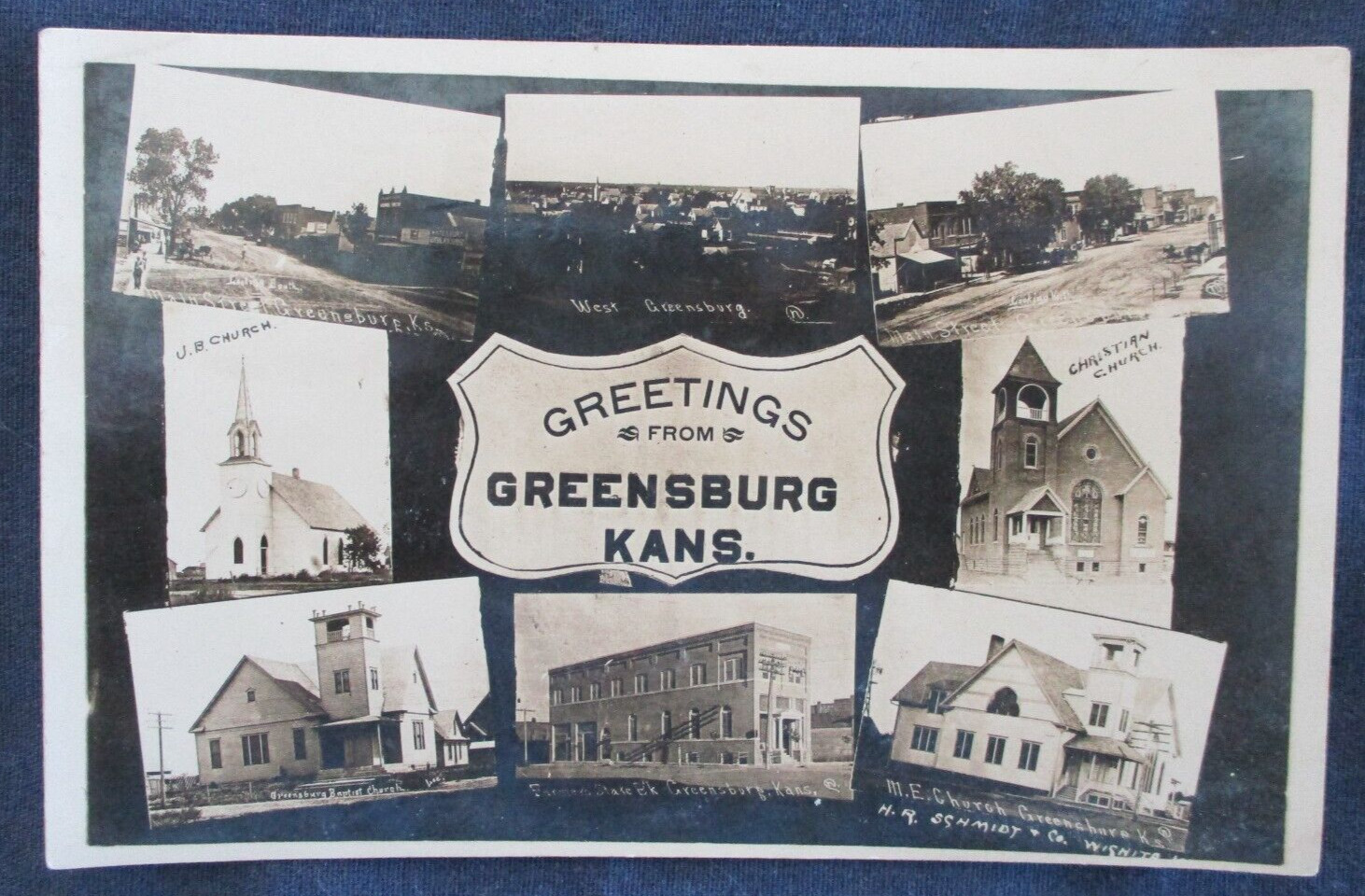 RP Greensburg Kansas Multi View 1912 Postcard