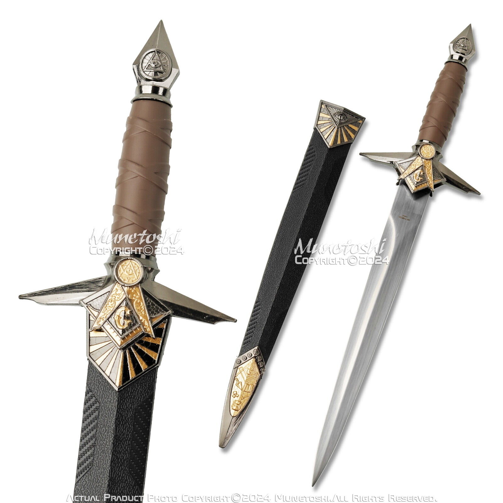 15.5” Masonic Stainless Steel Dagger Knife Letter Opener Medieval Knight Templar