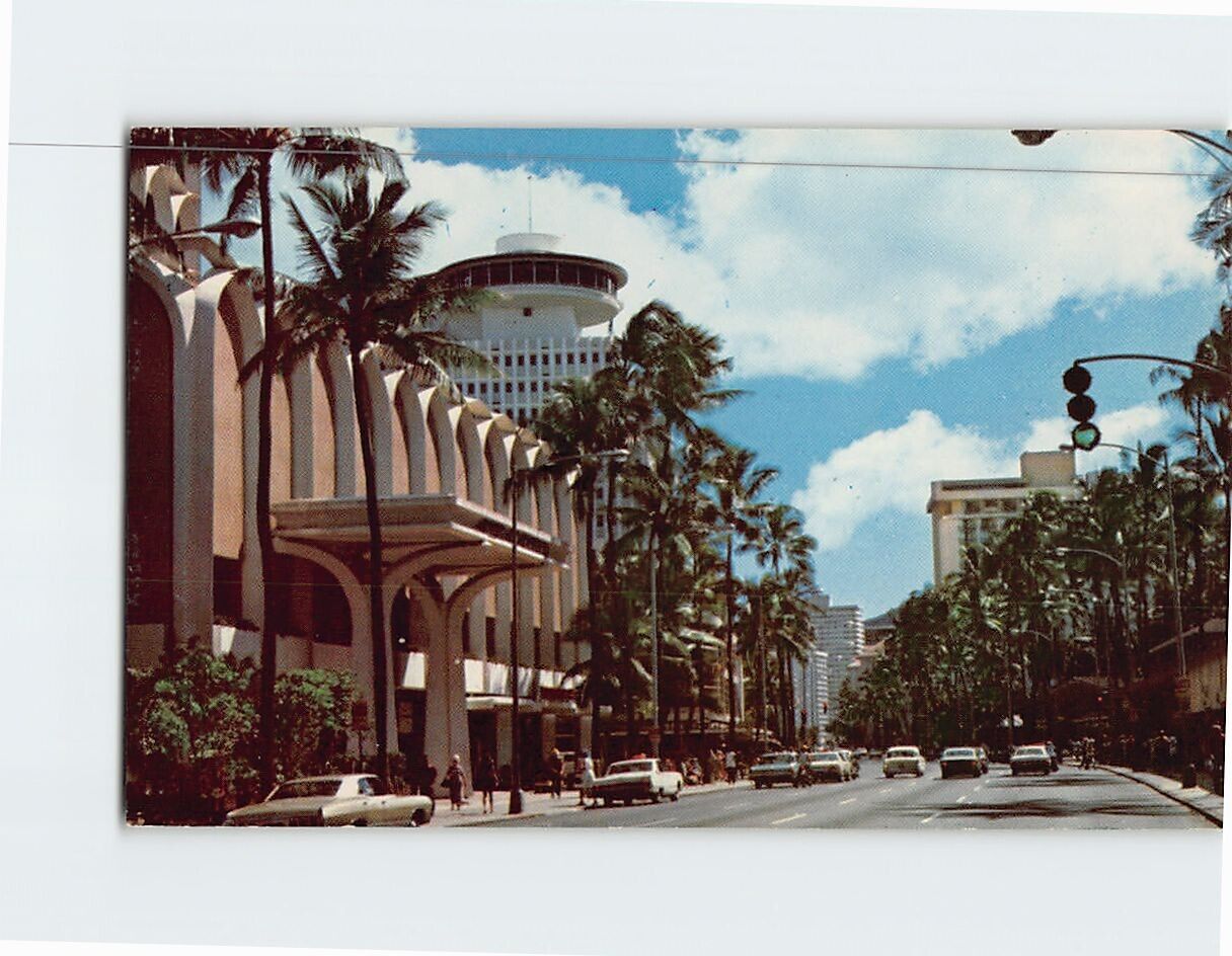 Postcard A view of Kalakaua Avenue Waikiki Honolulu Hawaii USA