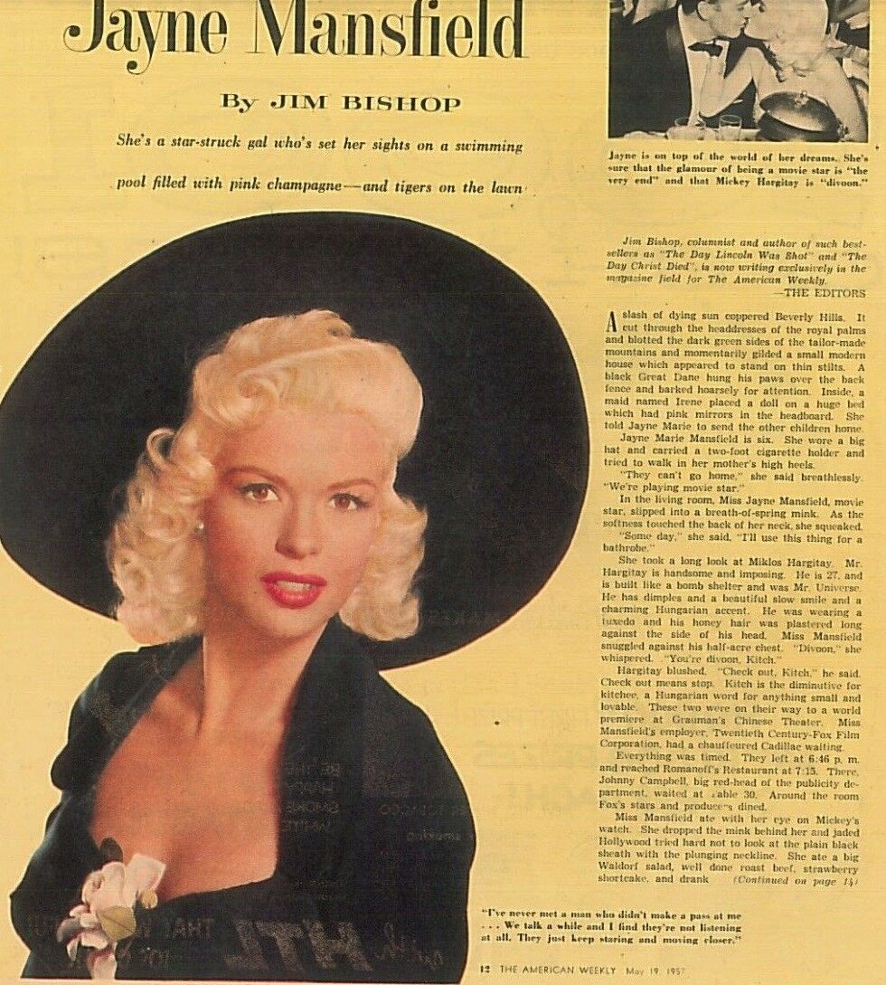 American Weekly Magazine May 19 1957 Billy Graham Jayne Mansfield Ellery Queen