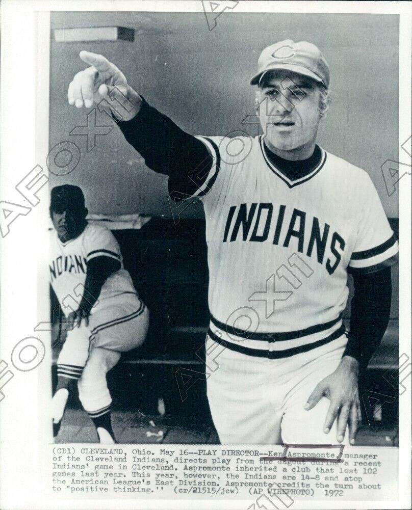 1972 Cleveland Indians Baseball Manager Ken Aspromonte Press Photo