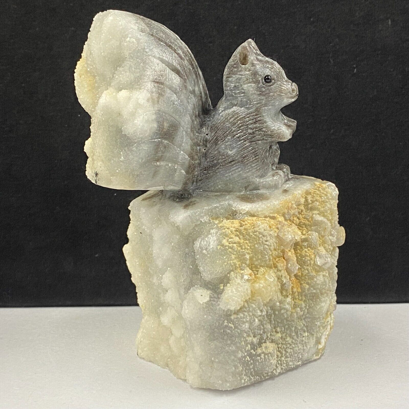 665g Natural crystal mineral specimen, sphalerite, hand-carved the Squirrel gift