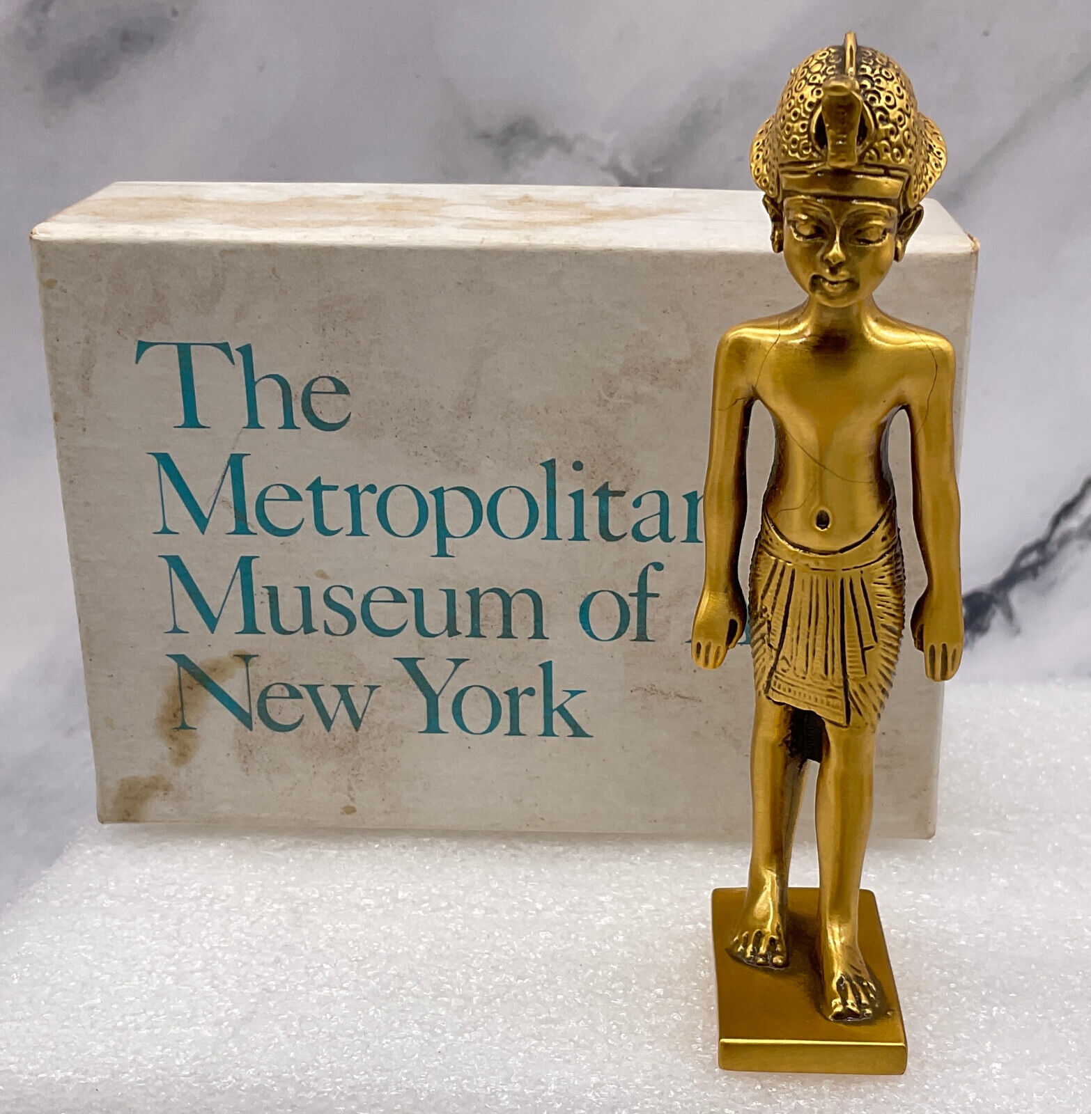 1989 MMA Metropolitan Museum of Art Gold Tone Standing King Sculpture 3.5\
