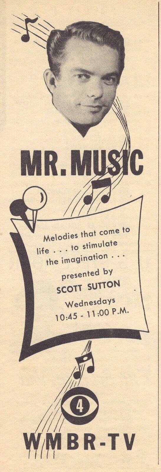 1955 WMBR JACKSONVILLE,FLORIDA TV AD ~ MR. MUSIC SCOTT SUTTON