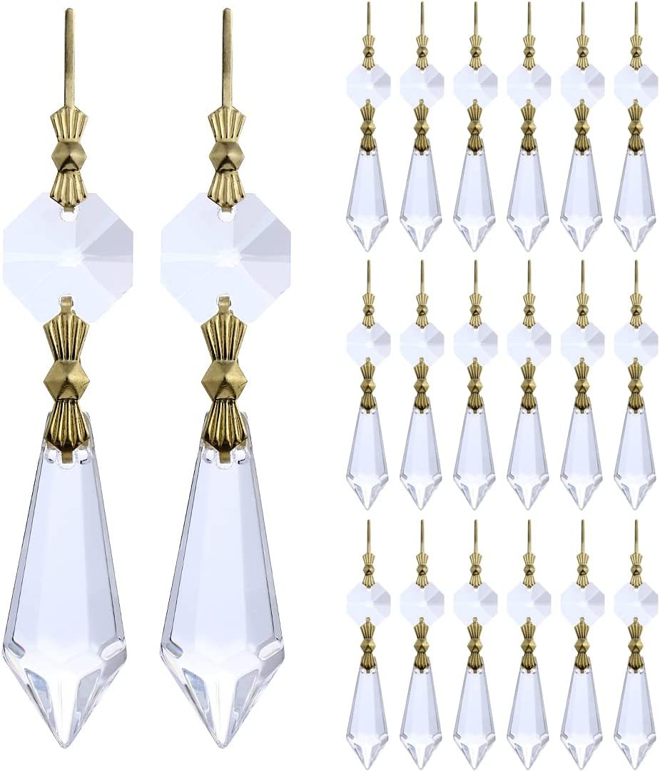20Pcs 38Mm Replacement Clear Chandelier Icicle Crystal Prisms Octogan Crystal