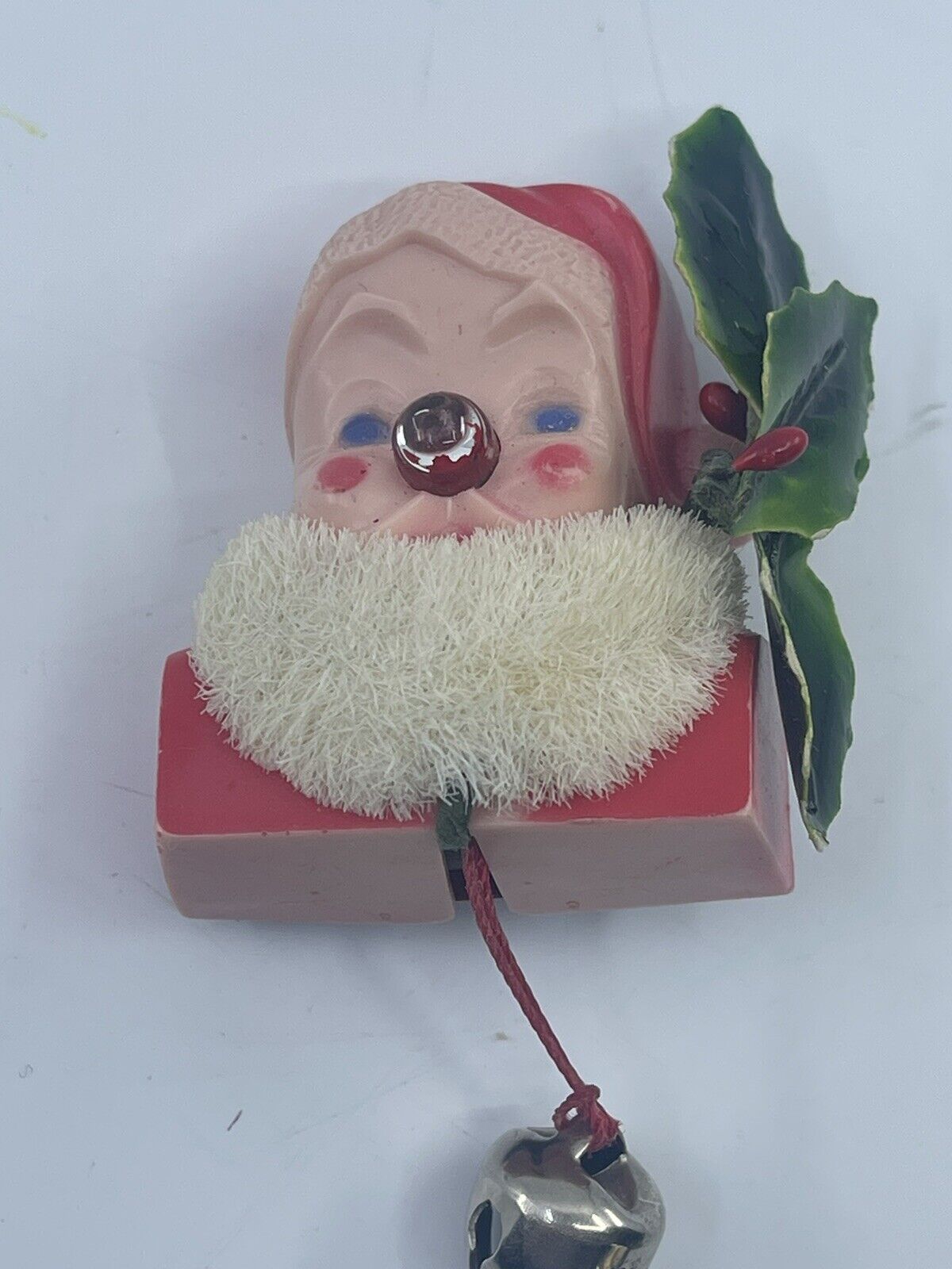 VTG Rare  1960s Light Up Nose Santa Claus Brooch Pin Amazing Vintage Christmas