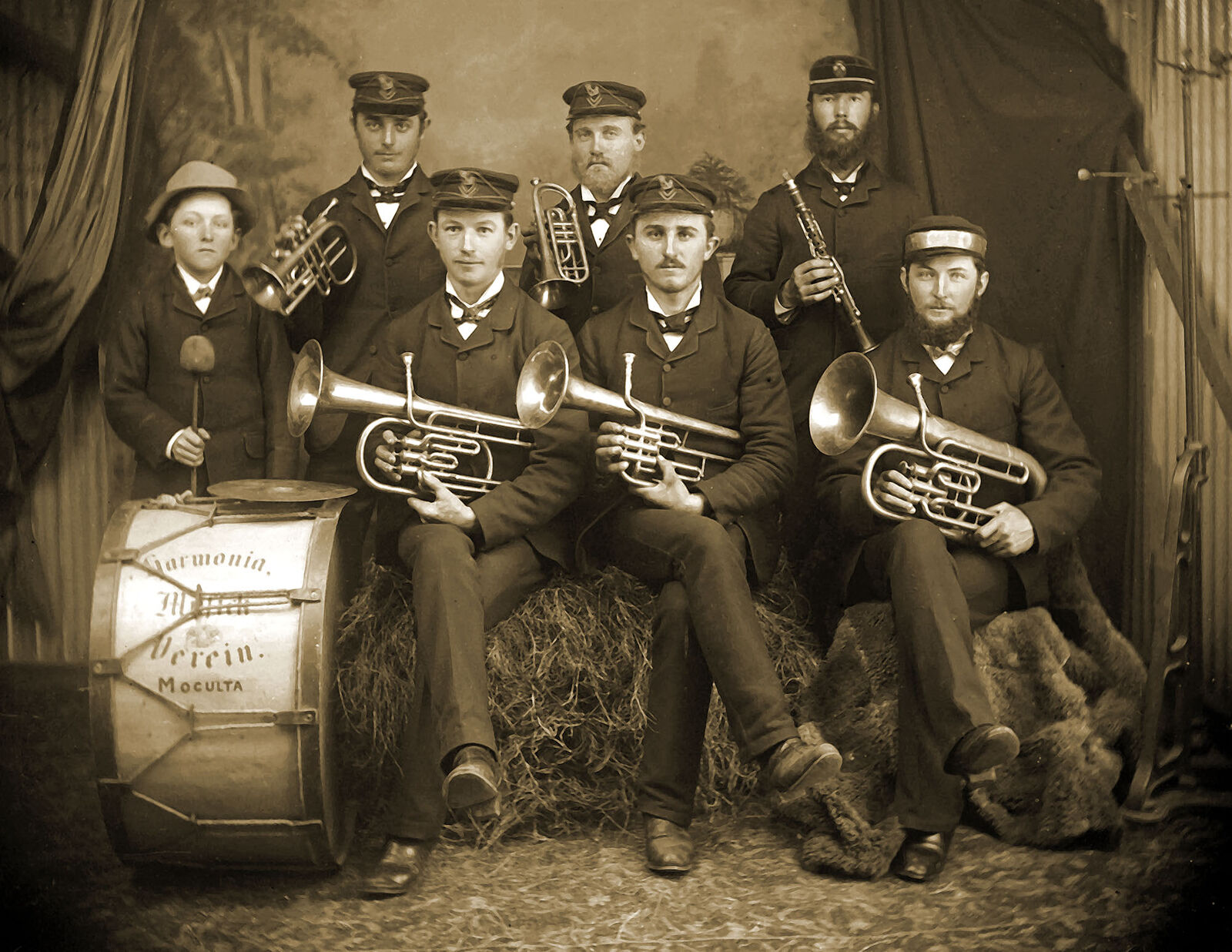1905 Brass Band Vintage Old Photo 8.5\