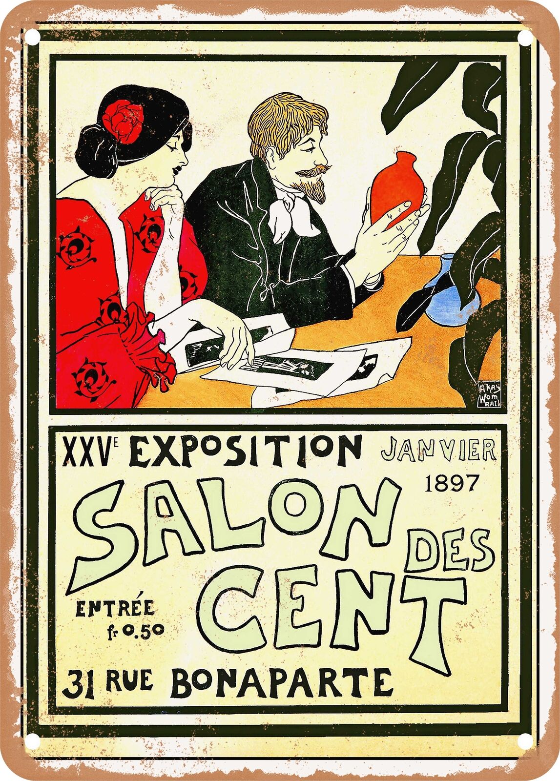 METAL SIGN - 1897 Salon des Cent, 25th exhibition Vintage Ad