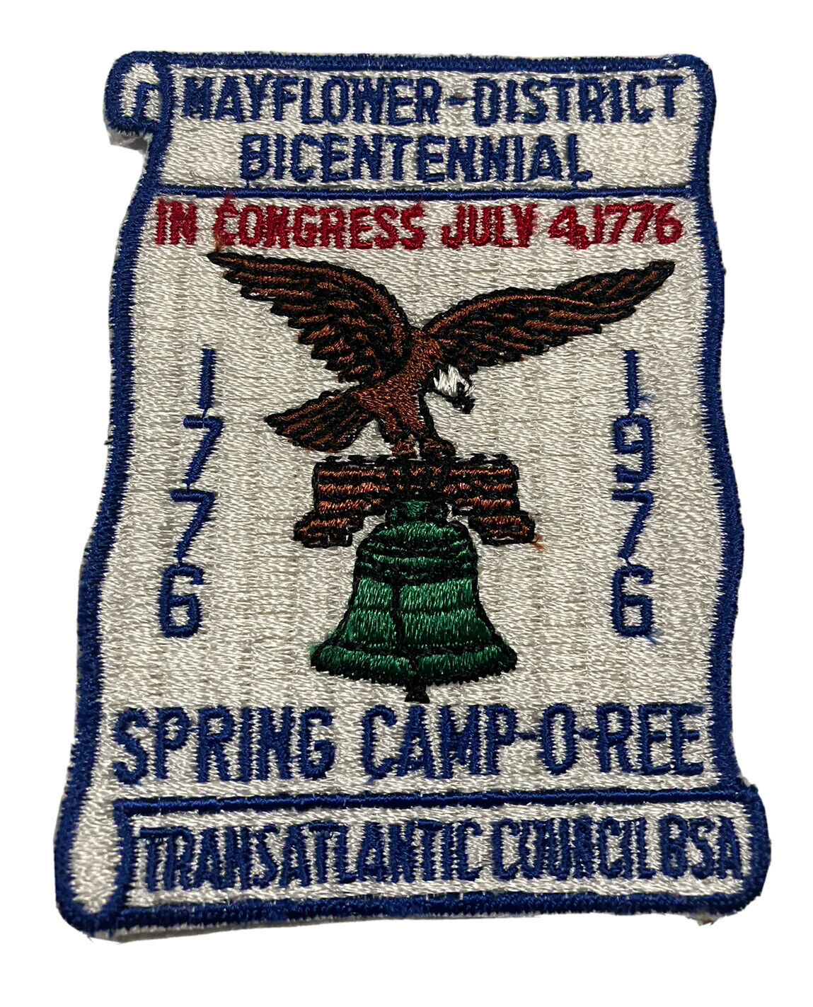 1776 1976 Transatlantic Council Bicentennial Mayflower Camp Patch Boy Scout BSA