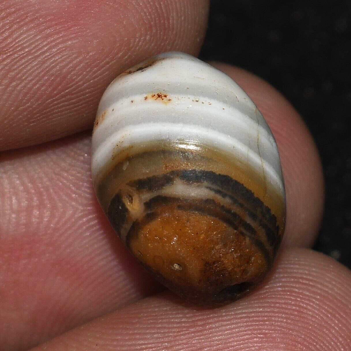 Genuine Ancient Banded Agate Stone Dzi Bead Circa Late 3rd-2nd Century BC