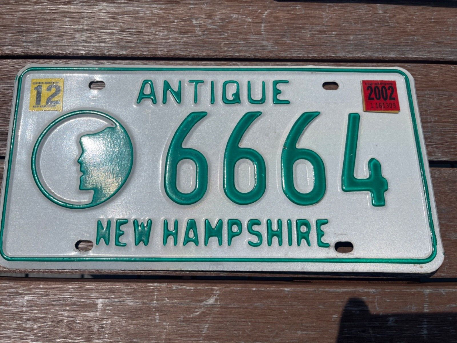 2002 New Hampshire Antique Car License Plate 6664