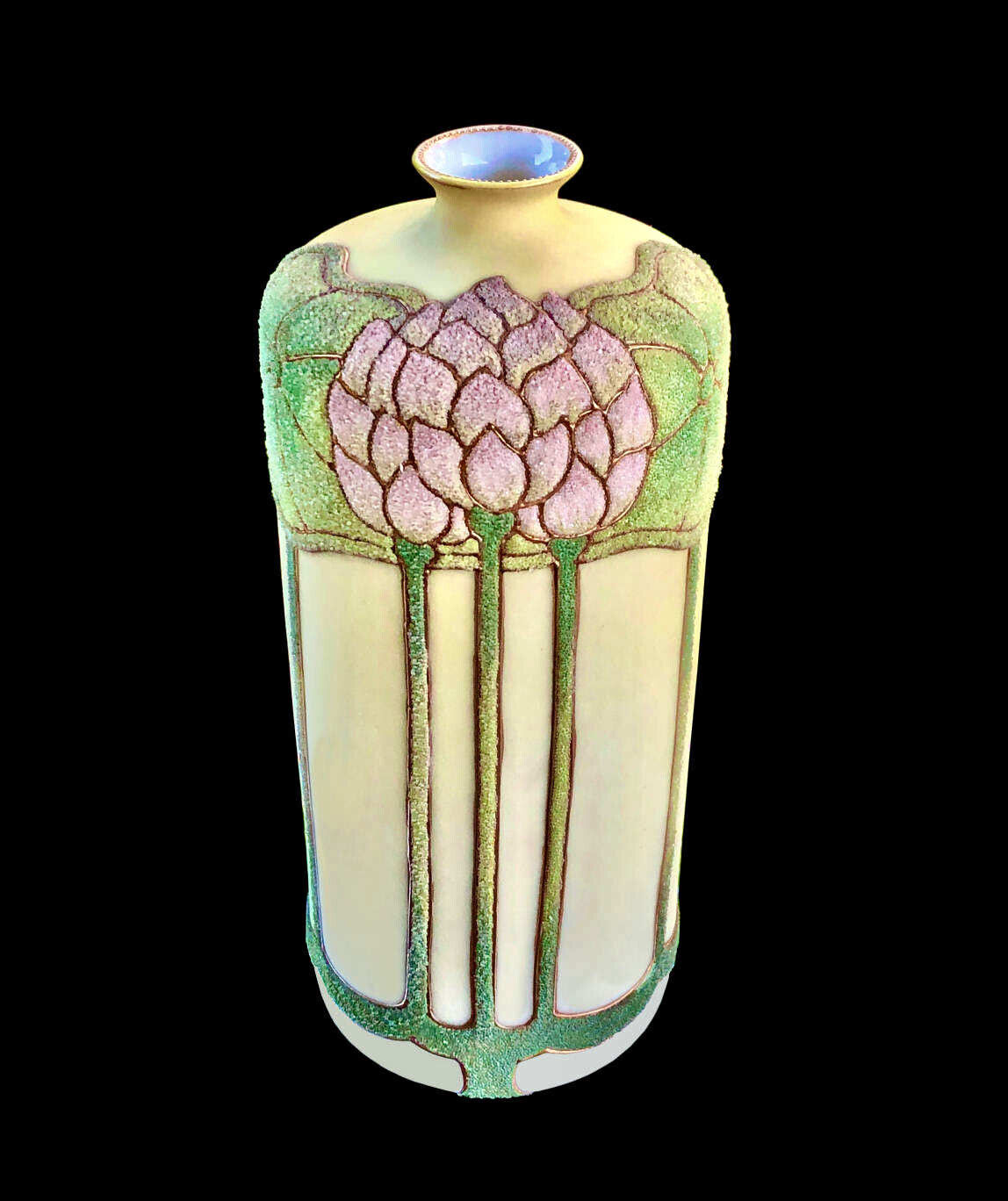 Antique-Nippon Vase Coralene-Royal Kinran  Vase Lotus-Antique Coralene Nippon