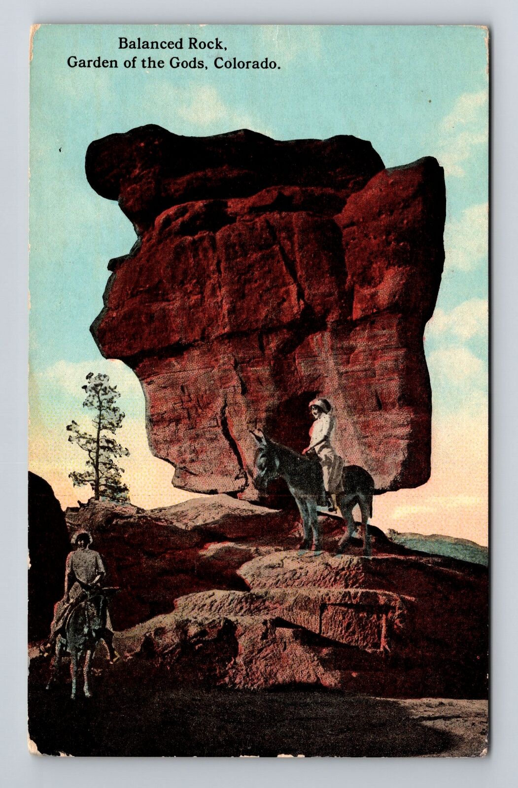 CO-Colorado, Balanced Rock, Garden Of The Gods Vintage Souvenir Postcard