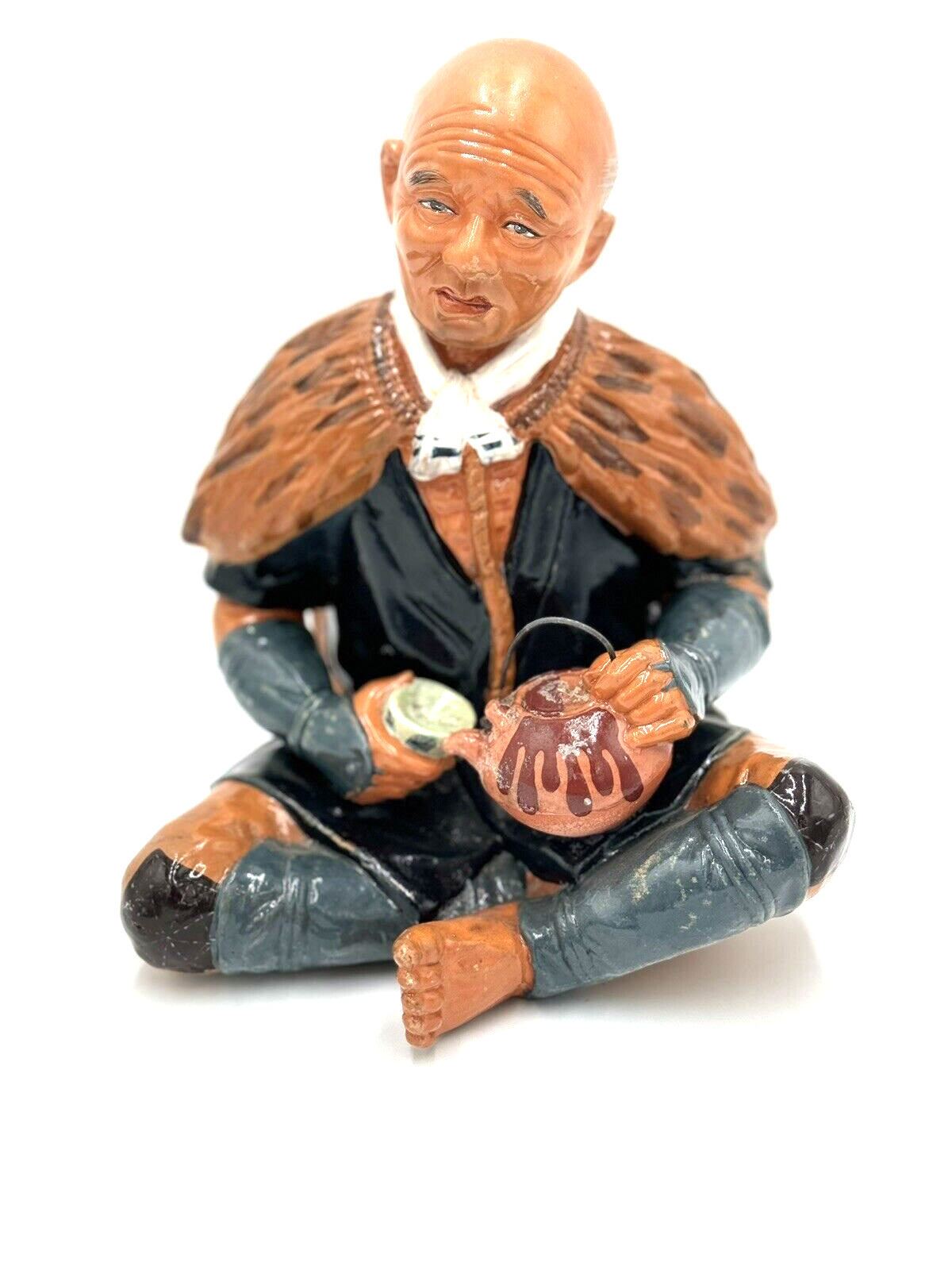 VTG Hakata Urasaki Japanese Clay Doll Man Pouring Tea Ceramic Figure 1950s 7.25