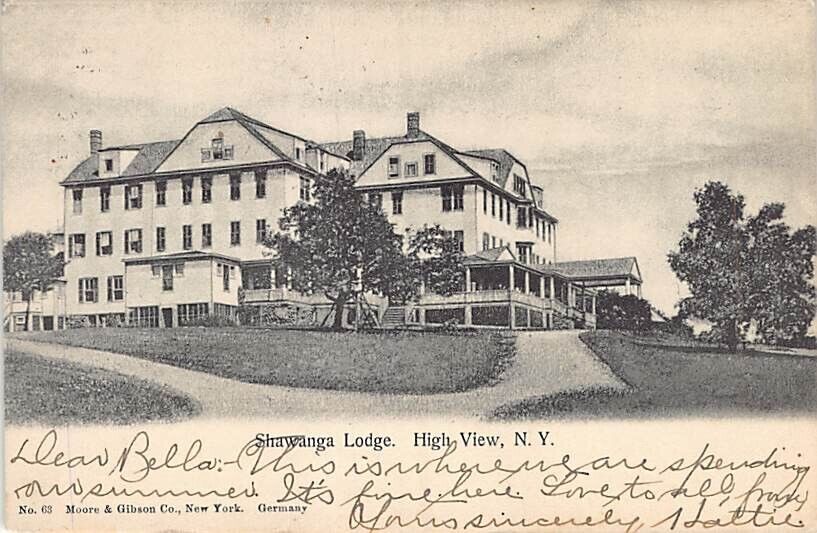 Postcard NY: RPPC Shawanga Lodge, High View, New York, Antique UDB Posted 1907