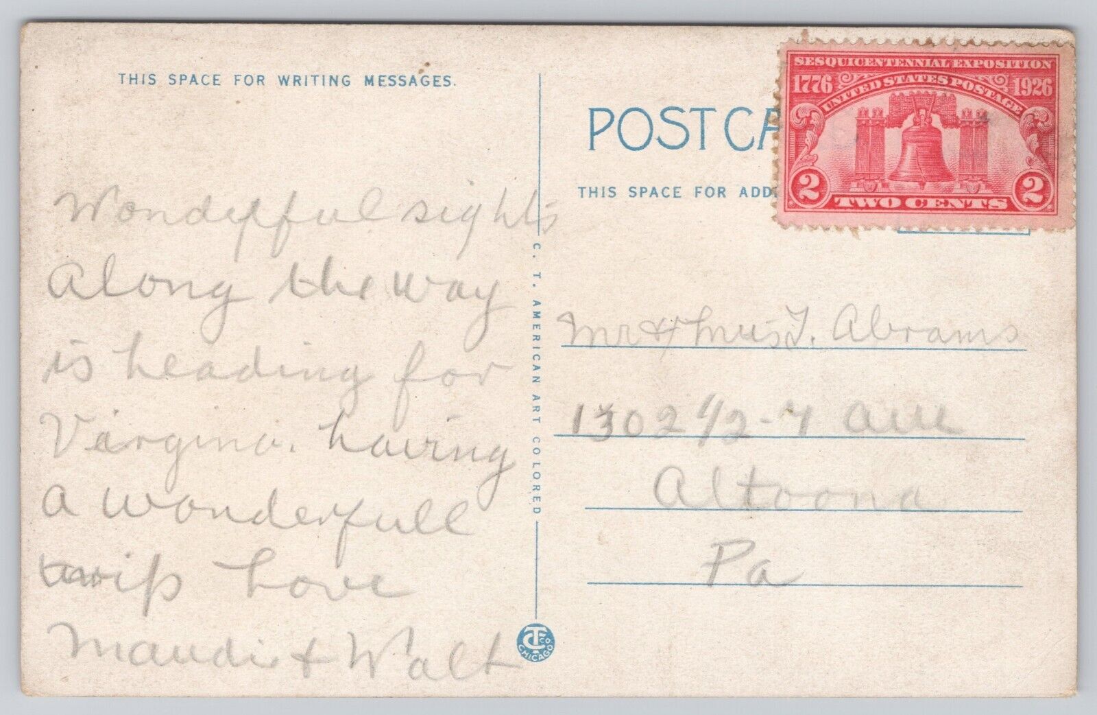 Delaware Water Gap Pennsylvania, 1926 Sesquicentennial Stamp, Vintage Postcard