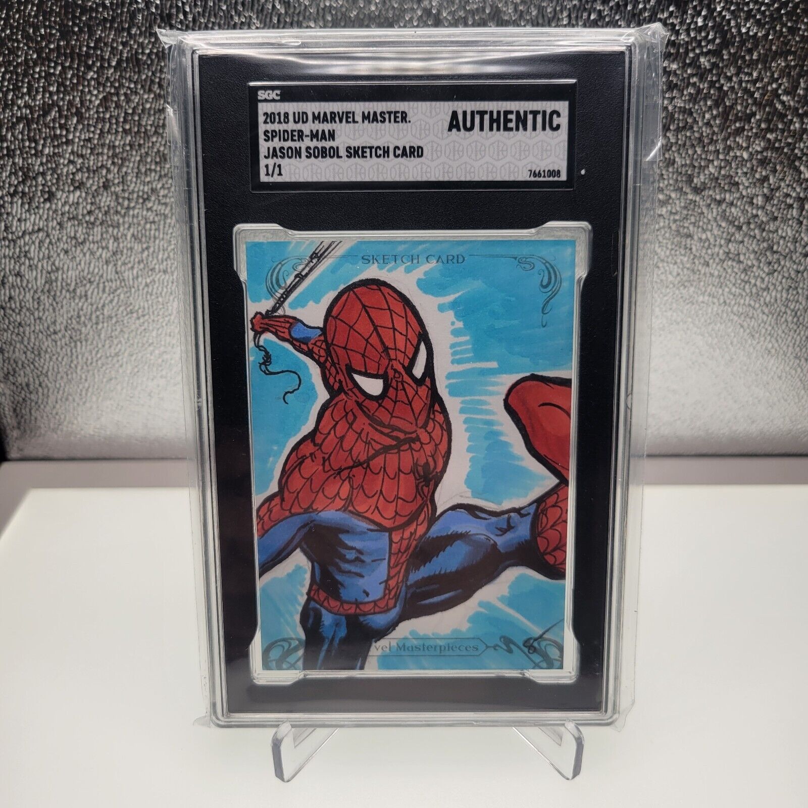 Authentic 2018 Marvel Masterpieces Spider-Man Sketch Card by Jason Sobol 1/1