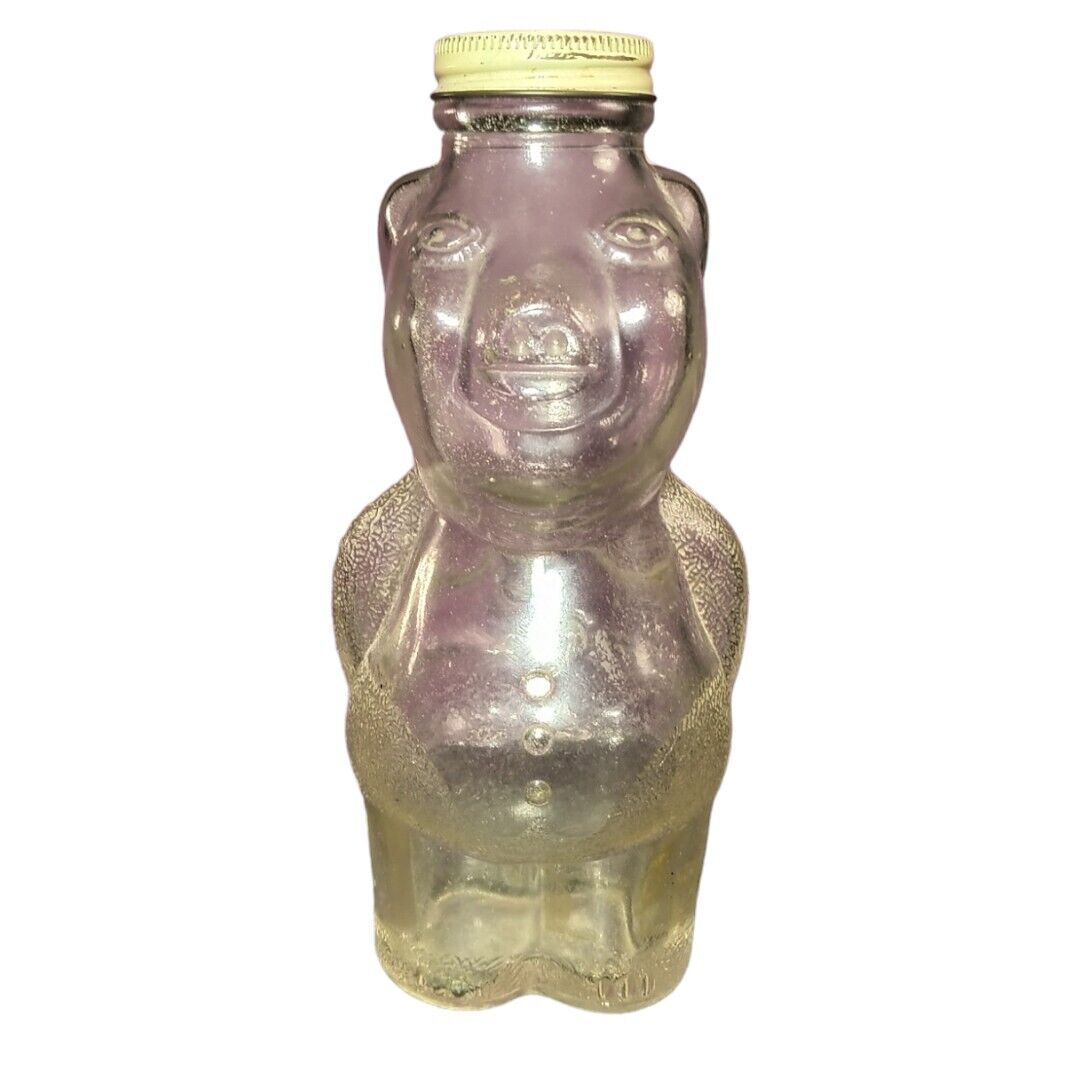 Vintage Clear Glass Piggy Bank Bottle with Metal Coin Slot Top