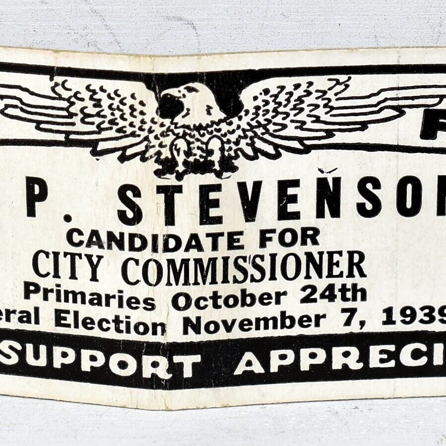 1939 Dr S.P. Stevenson City Commissioner Candidate Milwaukee Wisconsin Political