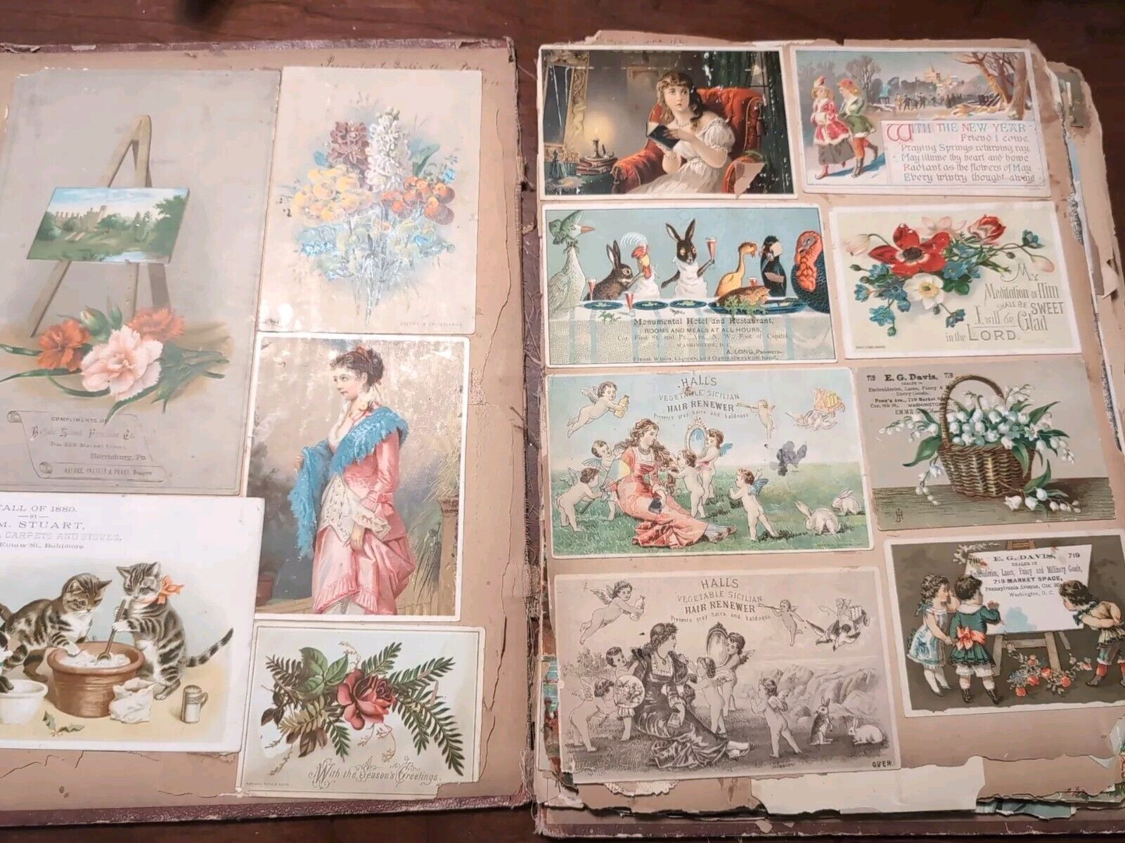 Trade Card Scrapbook Antique American Victorian Lithograph 19th Century as is