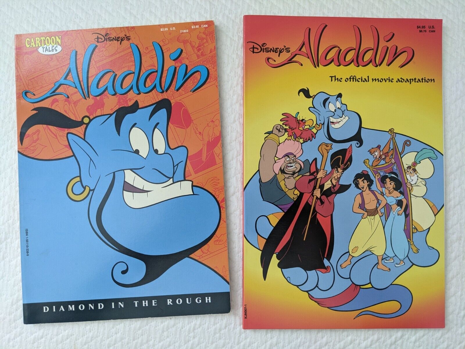 Aladdin Official Movie Adaptation 1992 two versions rare vintage Cartoon Tales