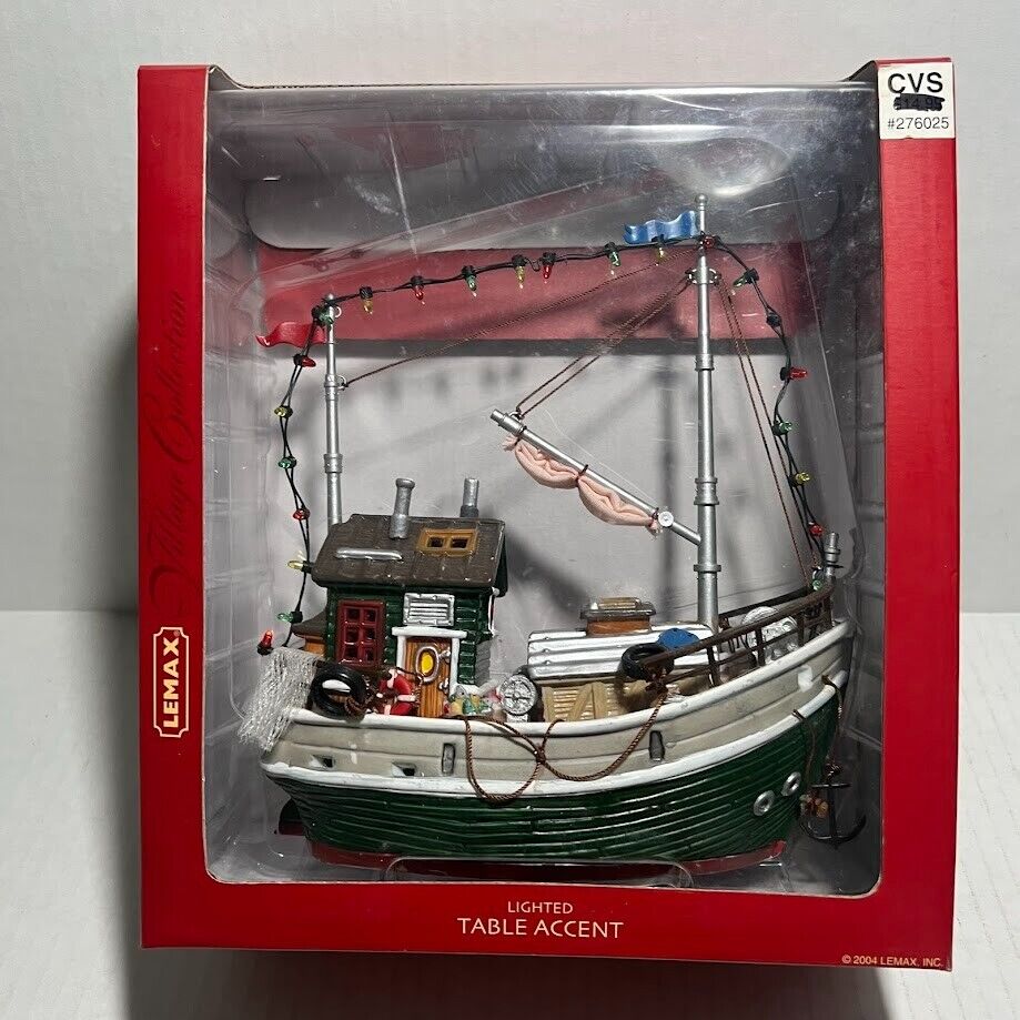 Lemax 2004 Village Collection Annibelle Trawler House Boat Lighted Table Accent