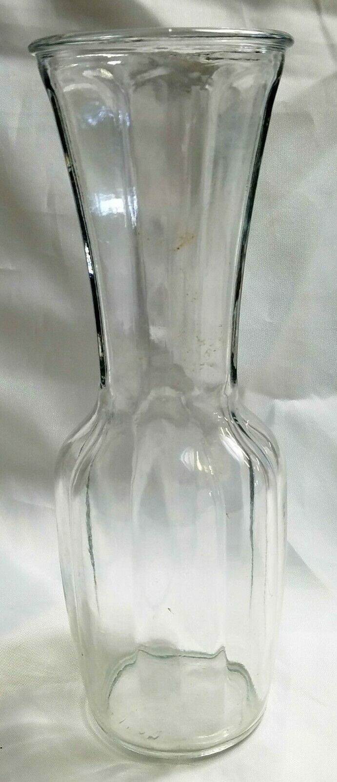 Vintage Clear Glass Marked #4077 12 Texture Stripe Display Floral Vase LZZ