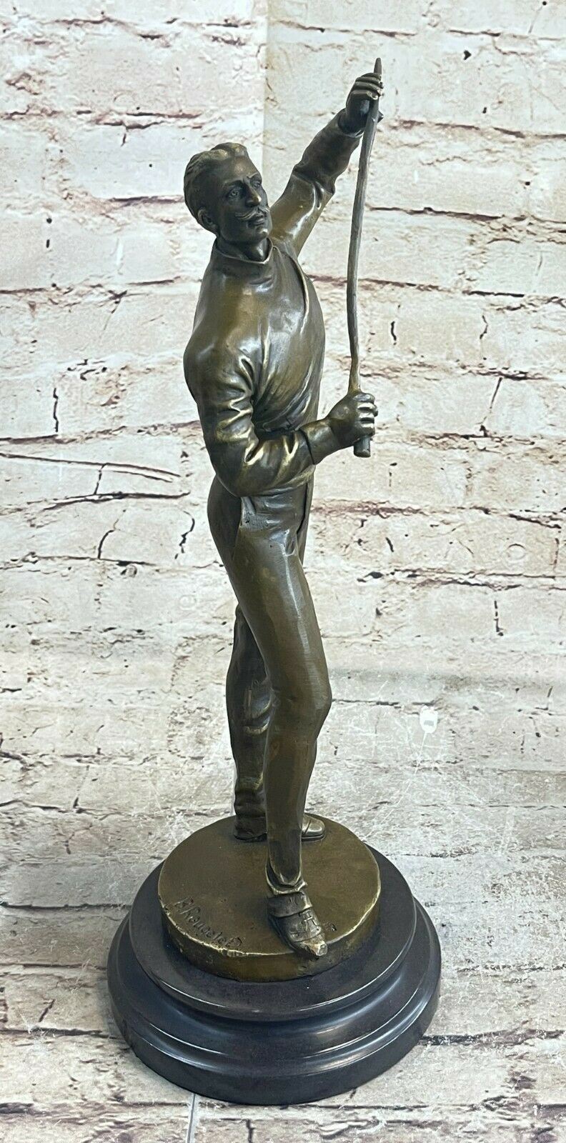 Fencer with sword bronze statue Man with sword in attack position Hand Made Deal