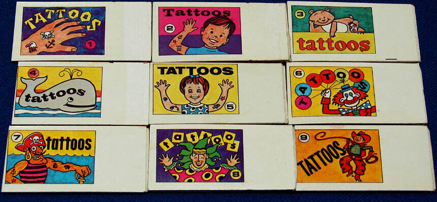 UNUSUAL SET OF (9) OLD CRACKER JACK POP CORN CONFECTION TOY TATTOO PRIZE BOOKS