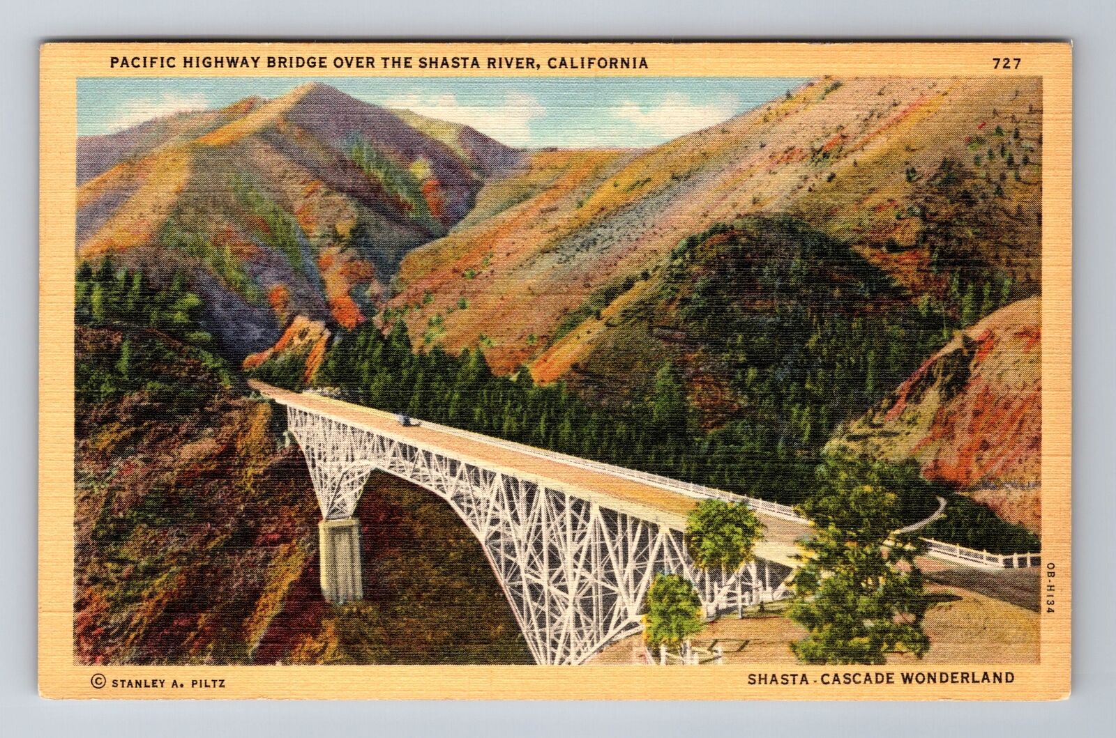 CA-California, Pacific Highway Bridge, Aerial, Antique, Vintage c1942 Postcard