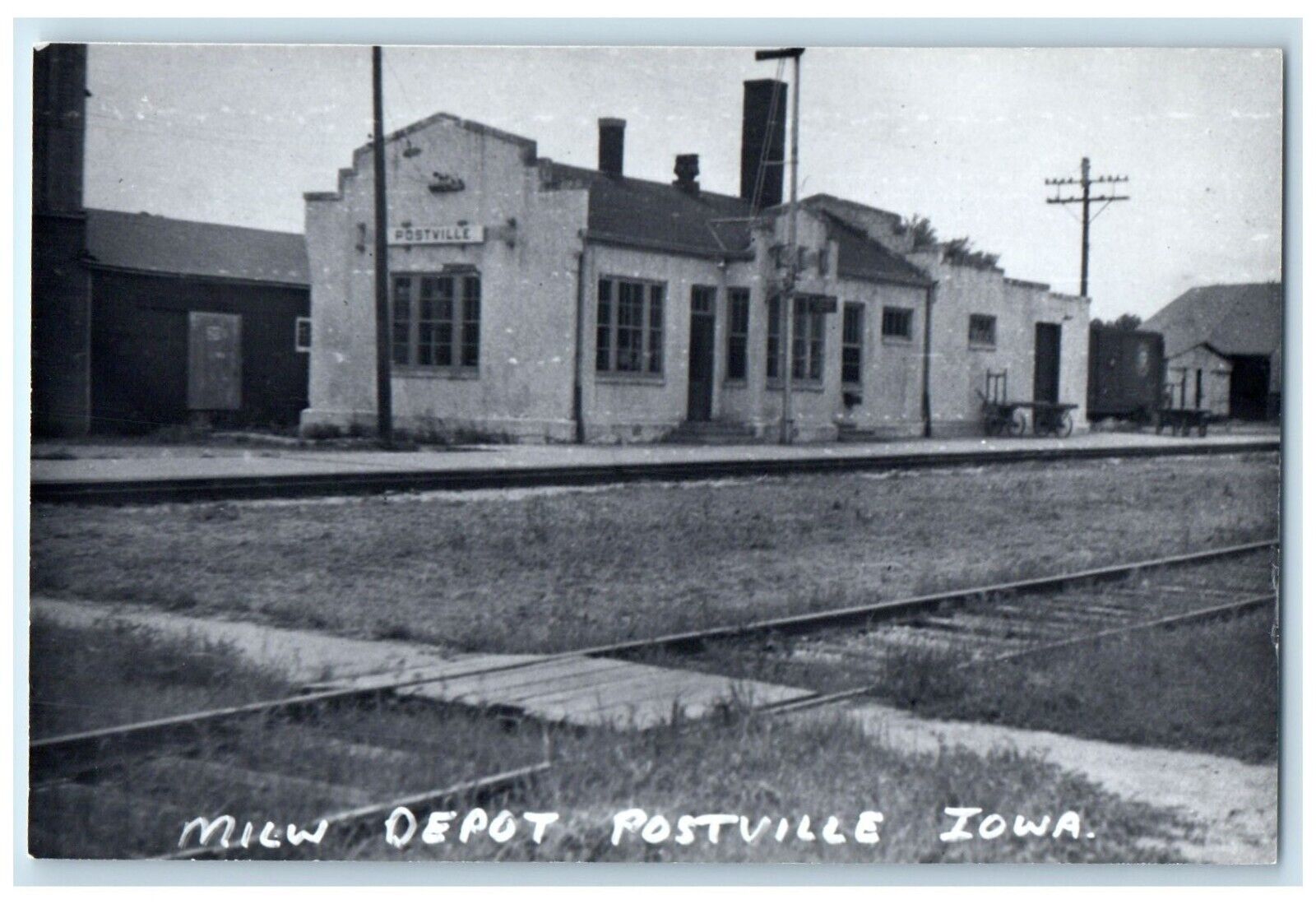 c1960\'s MILW Postville Iowa IA Railroad Train Depot Station RPPC Photo Postcard