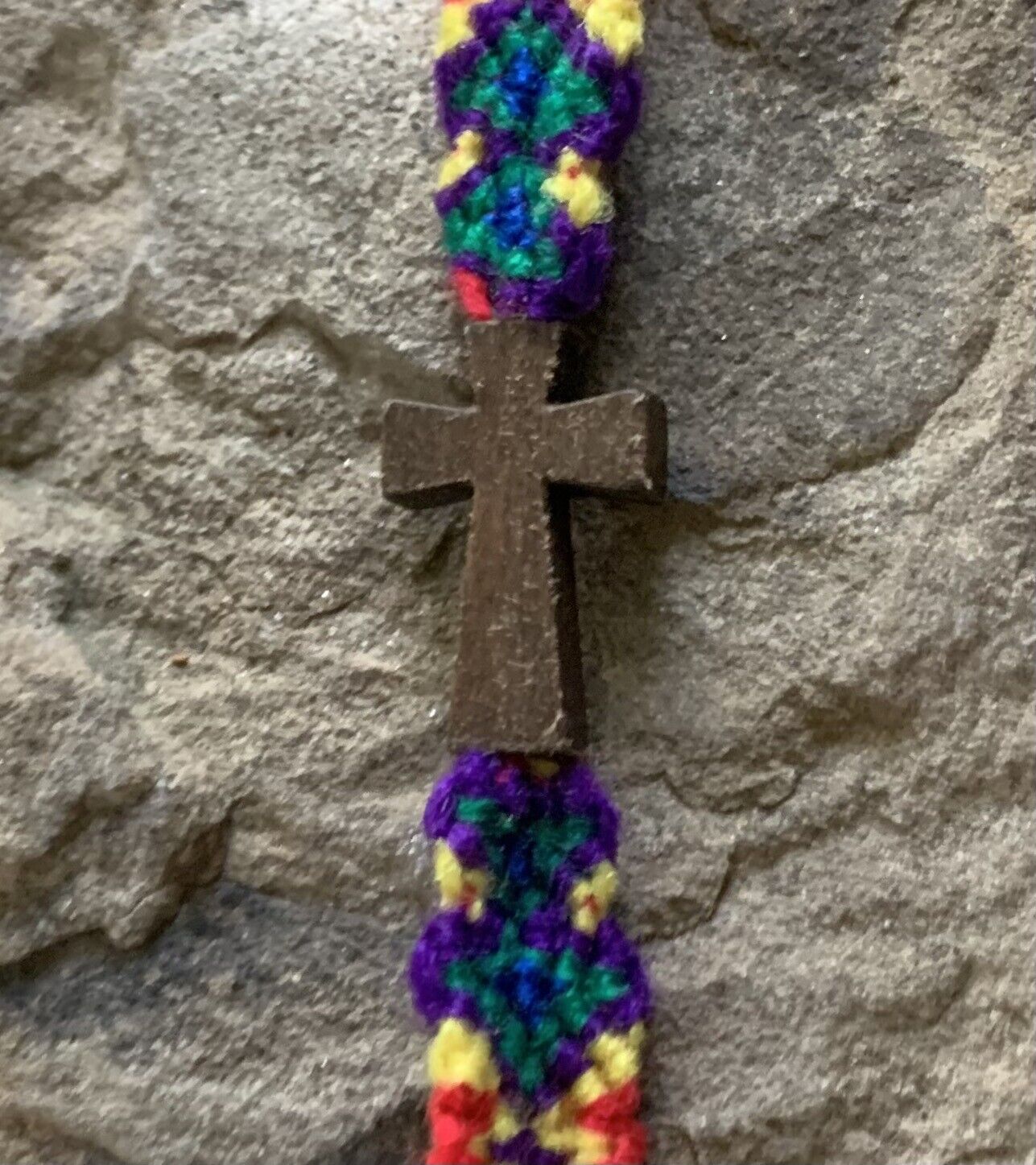 Christian Wooden Cross Friendship Bracelet-New-Multi Colored.