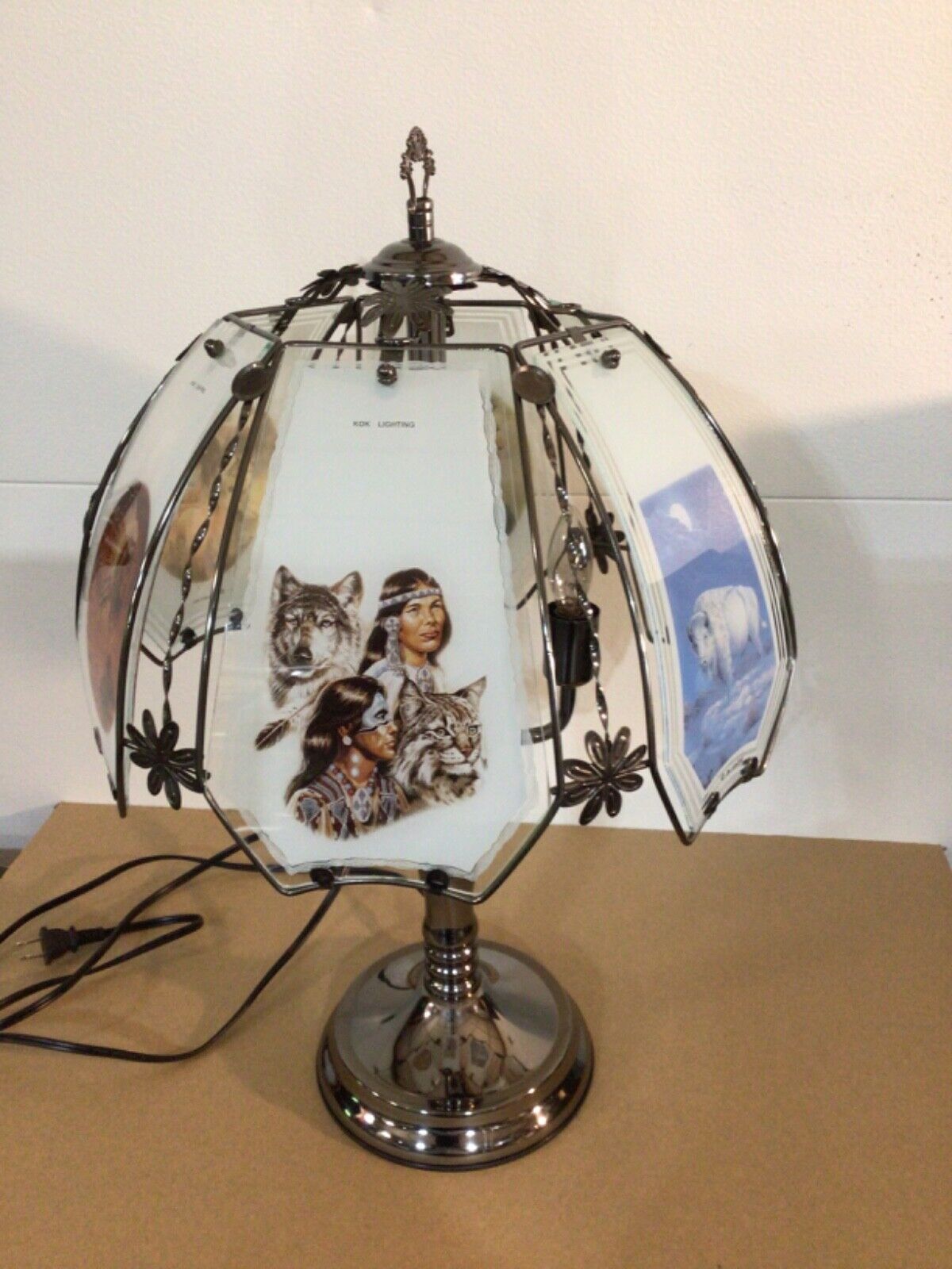 Native American Indian 3-way Touch Lamp OK Lighting table lamp buffalo wolf deer