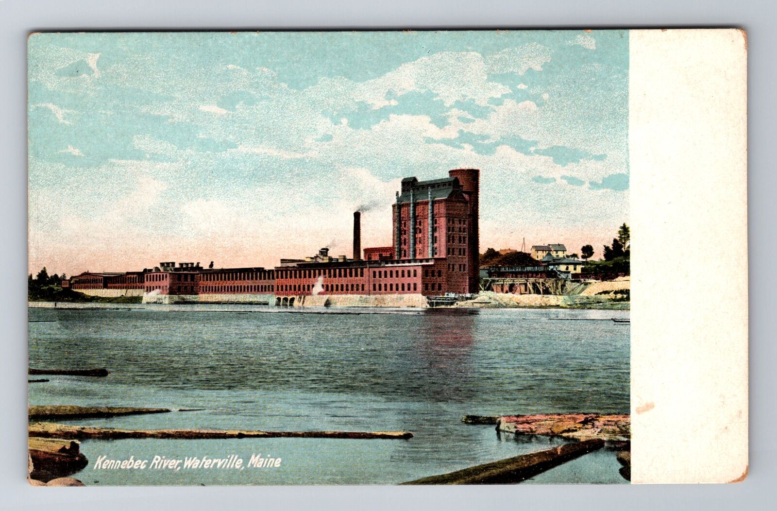 Waterville ME-Maine, Kennebec River, Antique Vintage Souvenir Postcard