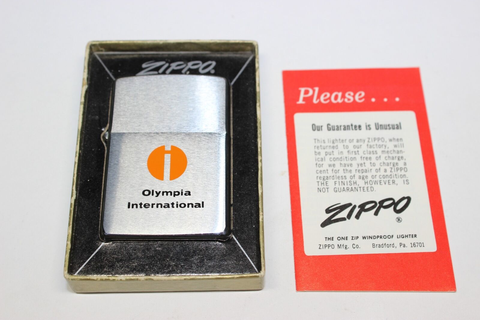 1978 ZIPPO OLYMPIA INTERNATIONAL FULL SIZED LIGHTER UNFIRED