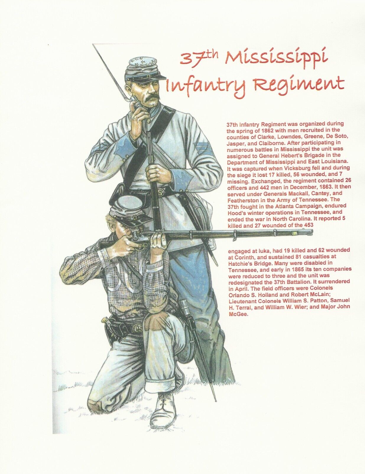 Civil War History of the 37th Mississippi Infantry Regiment