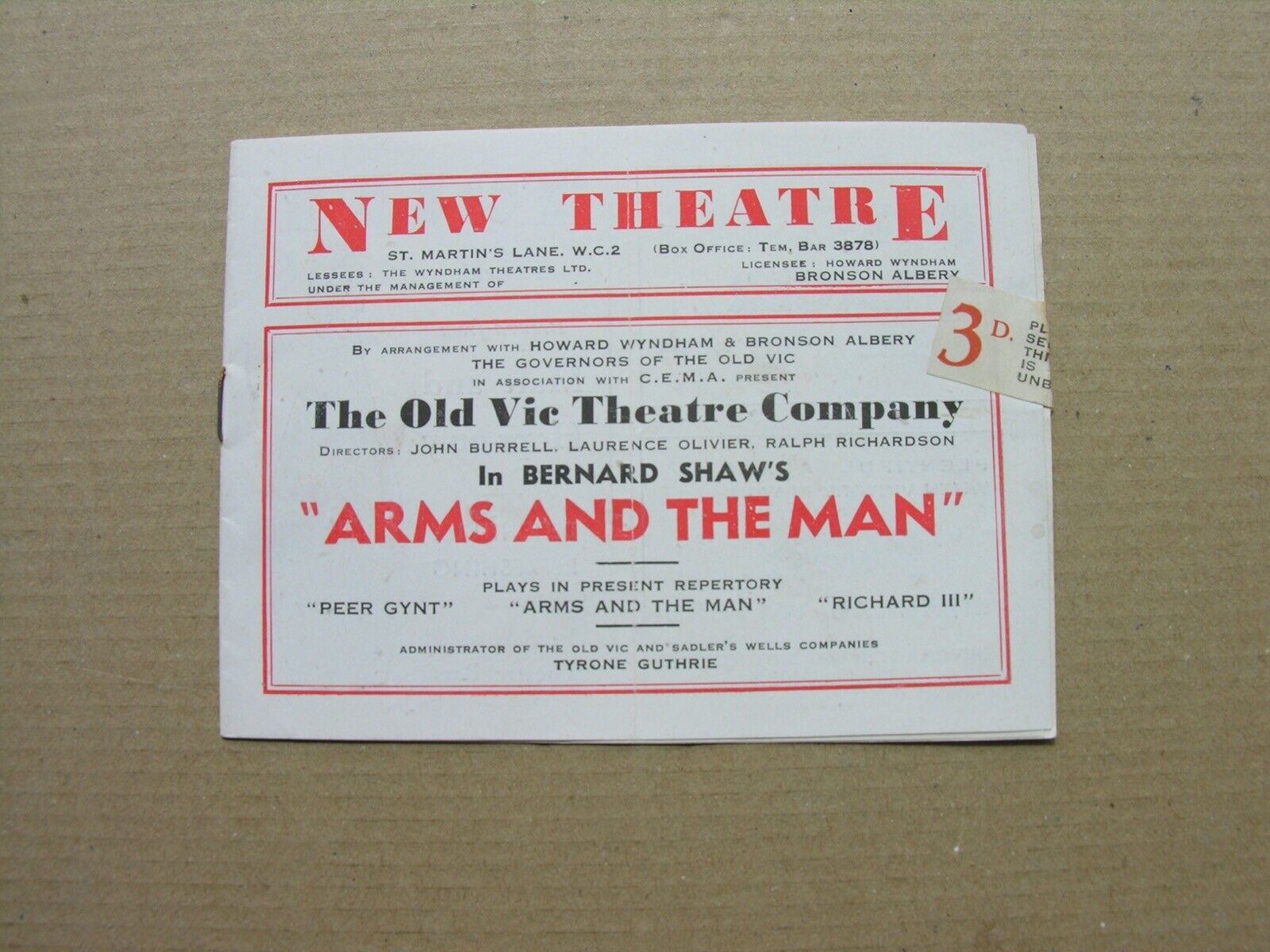1944 ARMS & THE MAN Margaret Leighton, Sybil Thorndike Ralph Richardson, Olivier