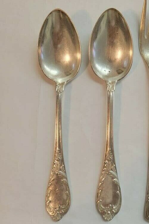 VTG Russian Neusilber Melchior Silver Plated 2Dinner spoons stamp  ЗiШ МНЦ-15-20