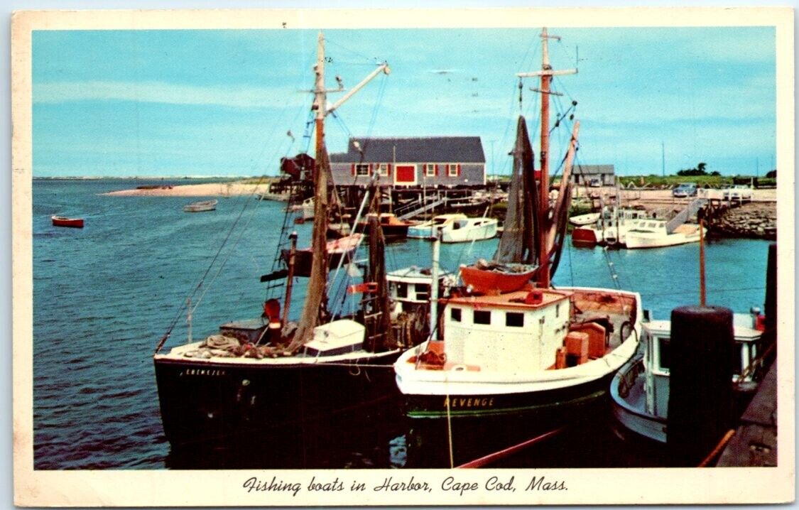 Postcard - Fishing Boats in Harbor, Cape Cod, Massachusetts, USA