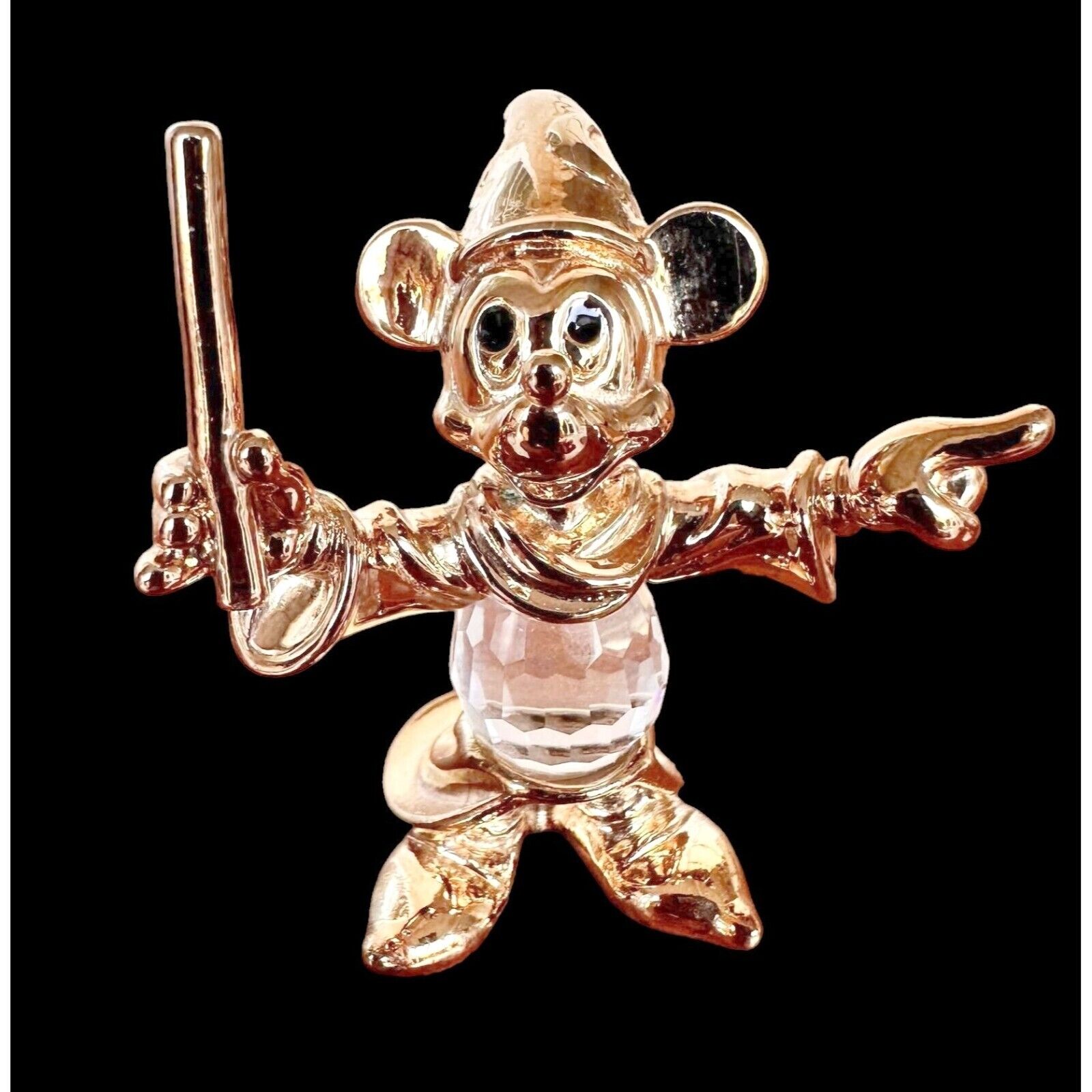 Vintage Disney Mickey Mouse Crystal Gold Plated Figurine Lencia Austria Rare